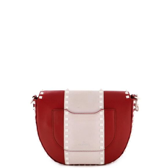 Valentino Garavani Free Rockstud Saddle Crossbody Bag Leather Medium Red - Picture 3 of 9